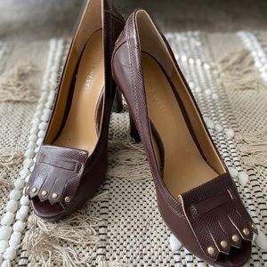 *New* Peep toe brown loafer heels. Soooo cute